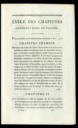 Table Des Chapitres Contenus dans Ce Volume.
