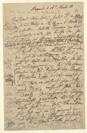 Eigenhändiger Brief mit Unterschrift