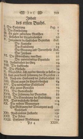 Inhalt des ersten Buchs.