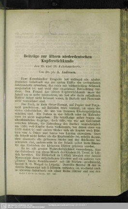 Beiträge zur ältern niederdeutschen Kupferstichkunde : des 15. und 16. Jahrhunderts