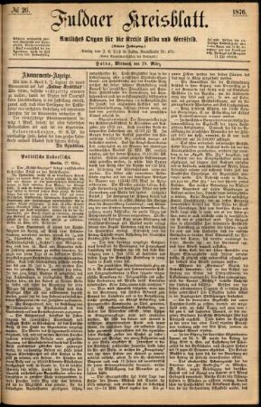Ausgabe vom Mittwoch, den 29. März 1876.