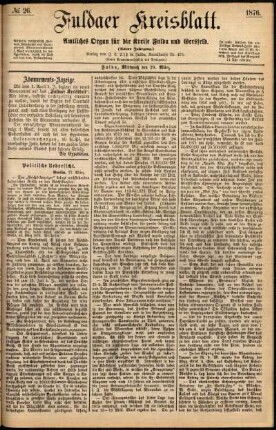 Ausgabe vom Mittwoch, den 29. März 1876.