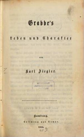 Grabbe's Leben und Charakter