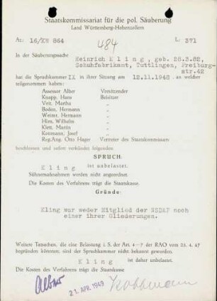 Kling, Heinrich