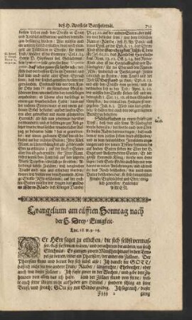 Evangelium/ am eilfften Sonntag nach der H. Drey-Einigkeit. ...