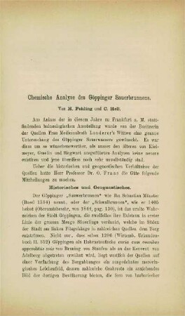 Chemische Analyse des Göppinger Sauerbrunnens