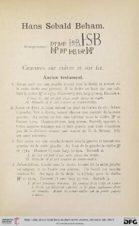 Gravures sur cuivre et sur fer (Nr. 1-285)
