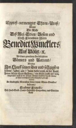 Cypreß-vermengter Ehren-Preiß