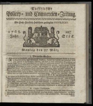 10tes Stueck, Montag den 7ten Maerz. 1768