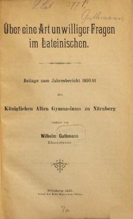 Über eine Art unwilliger Fragen im Lateinischen
