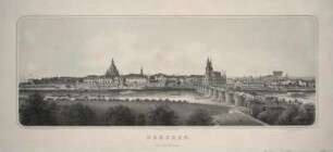 Ansicht von Dresden von der Neustädter Seite, Lithographie, 1878 : Dresden / Lithographisches Inst. v. Paul Schulze, Dresden. - Dresden : Gutbier , [ca. 1878]. - 1 Kunstblatt : Lithogr. ; 93 x 35 cm