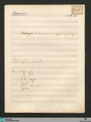 Adagio - JWK Mus.Ms. 67 c : vl, orch; a; StrK WoO 2.08