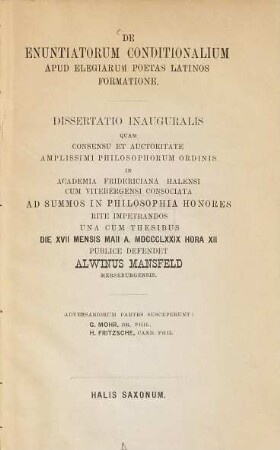 De enuntiatorum conditionalium apud elegiarum poetas Latinos formatione