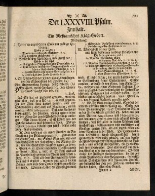 723-731, Der LXXXVIII. Psalm