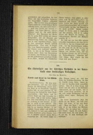 ¬Ein¬ Lehrbeispiel aus der biblischen Geschichte in der Unterklasse einer dreiklassigen Volksschule
