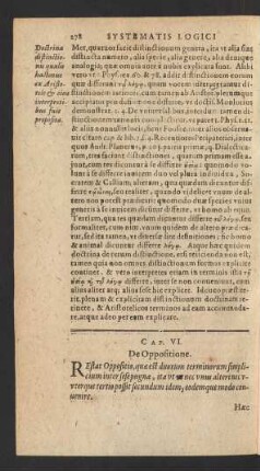 Cap. VI. De Oppositione.
