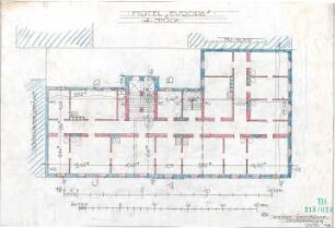 Fischer, Theodor; Innsbruck (Österreich); Hotel Europa, Erweiterung - Grundriss 4. OG