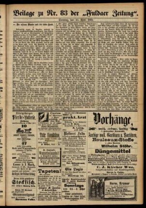 Zweite Ausgabe vom Sonntag, den 10. April 1892.