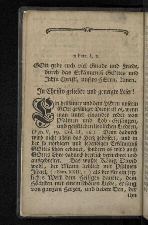 In Christo geliebte und geneigte Leser!