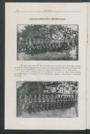 [Dos fotografías de la] Gendarmería Montada