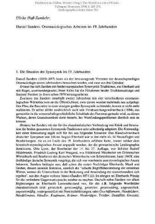 Daniel Sanders. Onomasiologisches Arbeiten im 19. Jahrhundert