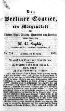 No. 634., Dienstag, den 10. März 1829