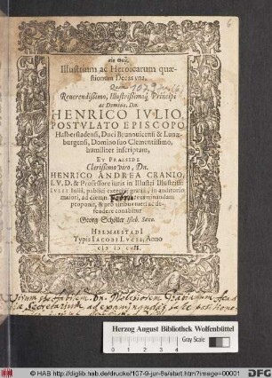 Illustrium ac Heroicarum quaestionum Decas una