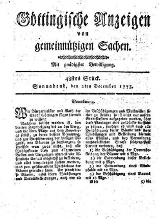 48stes Stück. Sonnabend, den 2ten December 1775.