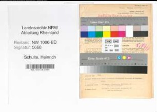 Entnazifizierung Heinrich Schulte, geb. 09.08.1899 (Vertreter)