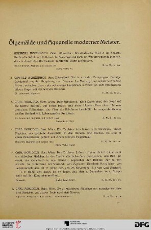 Ölgemälde und Aquarelle moderner Meister (Nr. 1-245)