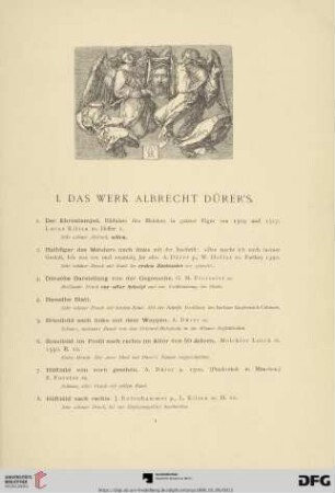 I. Das Werk Albrecht Dürer's (Nr. 1-348)