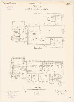Garnison, Offiziers-Speiseanstalt, Konstanz: Grundriss EG, 1. OG 1:100