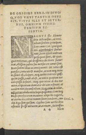 Quod Unus Tantum Deus Sit, Vivus Ille et Aeternus, Omnium Subsistentium Essentia.