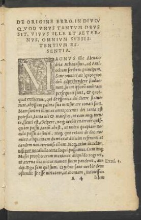 Quod Unus Tantum Deus Sit, Vivus Ille et Aeternus, Omnium Subsistentium Essentia.