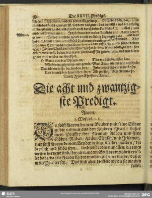 Die acht und zwantzigste Predigt. Aaron. 2.Mos.28.v.1