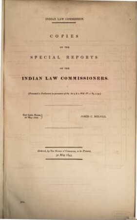 Copies of the special reports of the Indian law commissioners