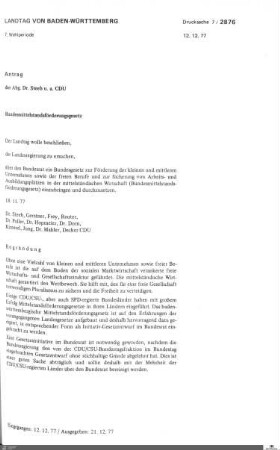 Antrag der CDU: Bundesmittelstandsförderungsgesetz
