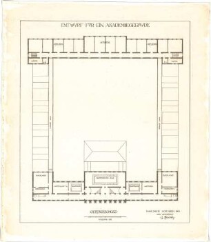 Billing, Hermann; Karlsruhe (Baden-Württemberg); Akademiegebäude - Grundriss OG