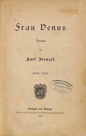 Frau Venus : Roman von Karl Frenzel, 2