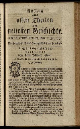 XXIX. Stück. Coburg, den 17. Jul. 1751.