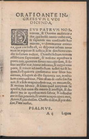 Oratio Ante Ingressum Ludi Dicenda.
