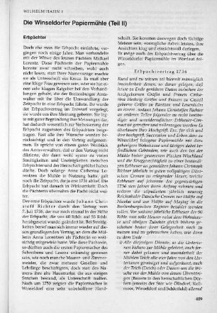Die Winseldorfer Papiermühle (Teil II)
