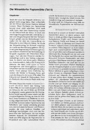 Die Winseldorfer Papiermühle (Teil II)
