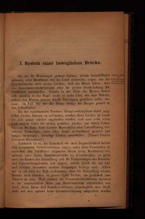 I. System einer beweglichen Brücke.