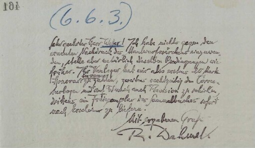 Brief an Emil Weber