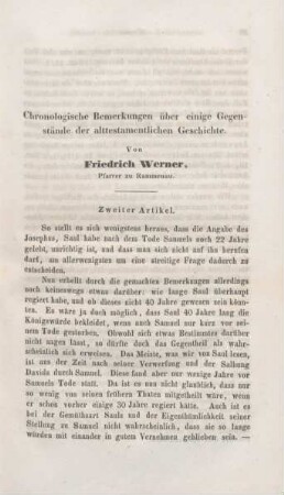 29-60 Chronologische Bemerkungen über einige Gegenstände der alttestamentlichen Geschichte