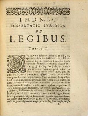 Dissertatio Ivridica De Legibvs