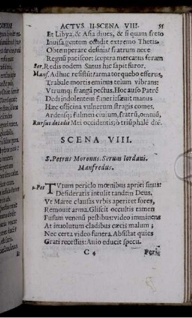 Scena VIII. S. Petrus Moronus. Servus Iordani. Manfredus