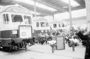 Karlsruhe: Bundesbahn Ausbesserungswerk; Feierstunde für 5555. Indusi-Zugsicherung