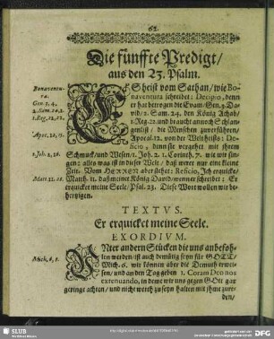 Die fünffte Predigt, aus den 23. Psalm